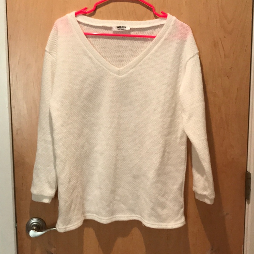 *NEVER BEEN WORN* white plunging v-neck sweater